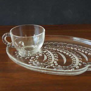 Vintage Homestead Four Piece Snack Plate Set by Federal Glass